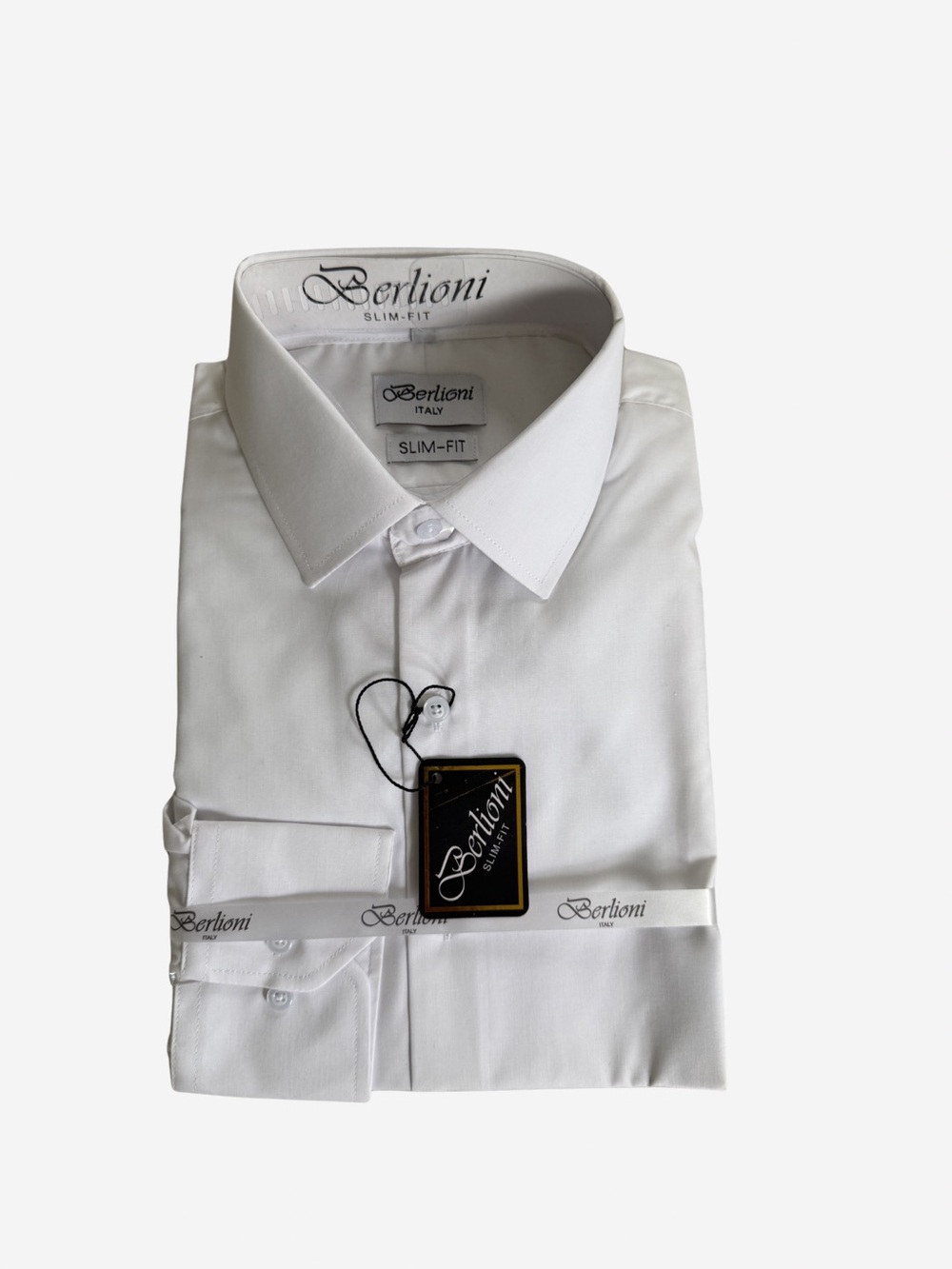 Slim-Fit White Men's Dress Shirt